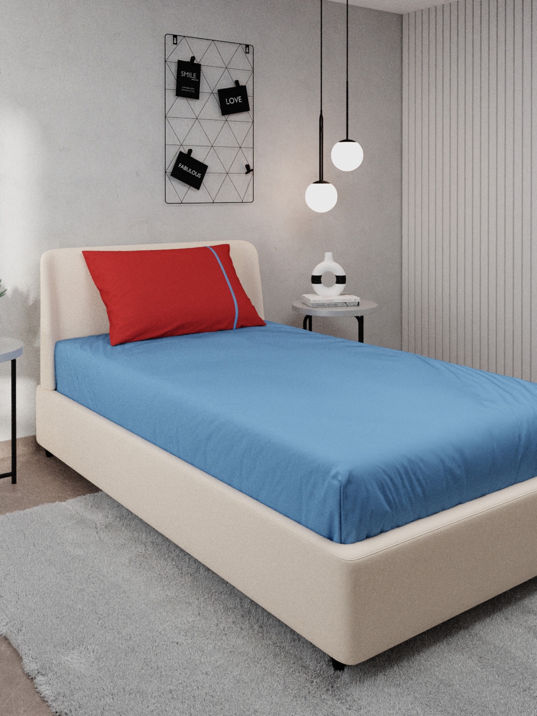 

Stoa Paris Blue & Red 144 TC Single Bedsheet with 1 Pillow Covers