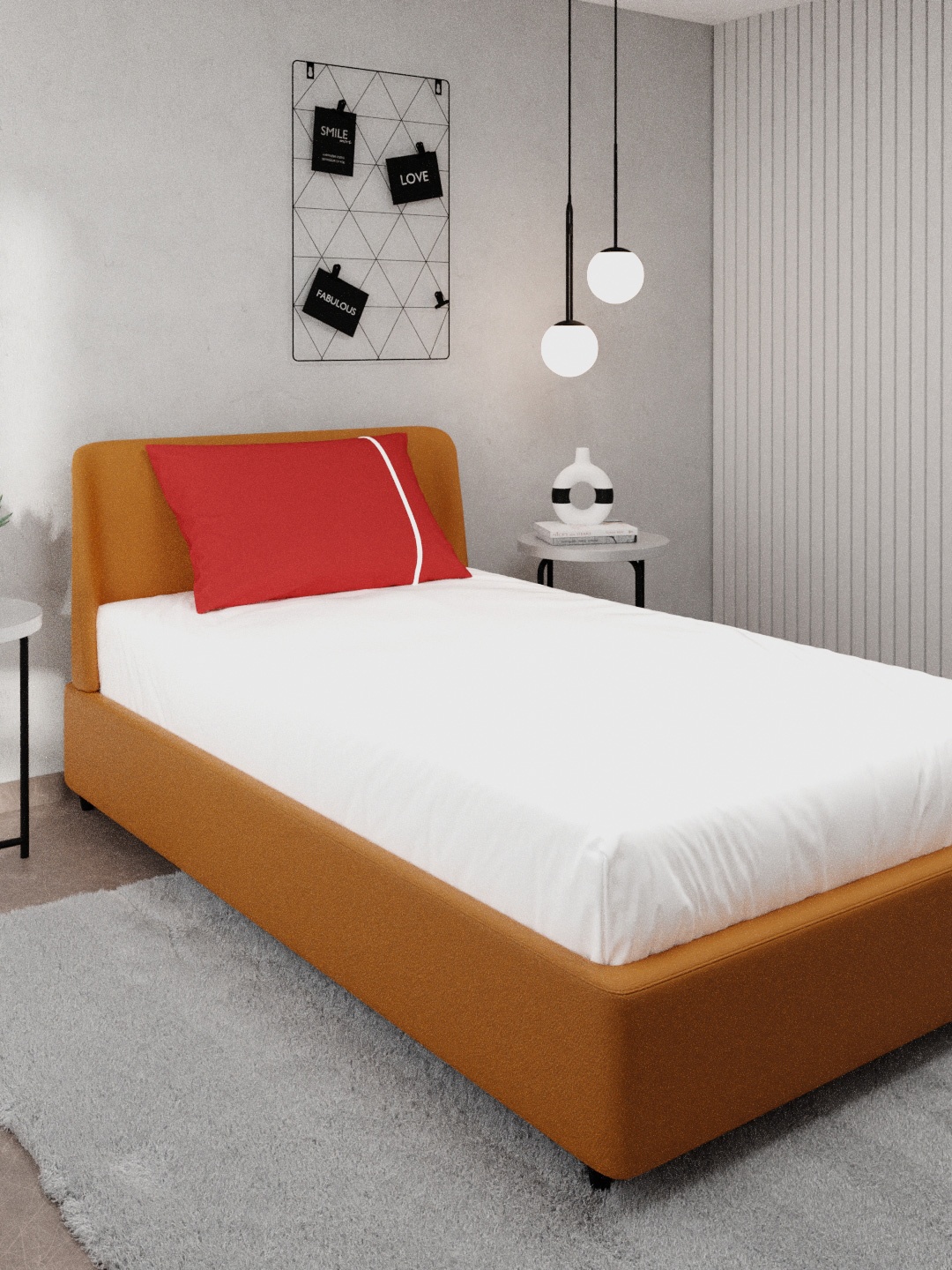 

Stoa Paris White & Red 144 TC Single Bedsheet with 1 Pillow Covers