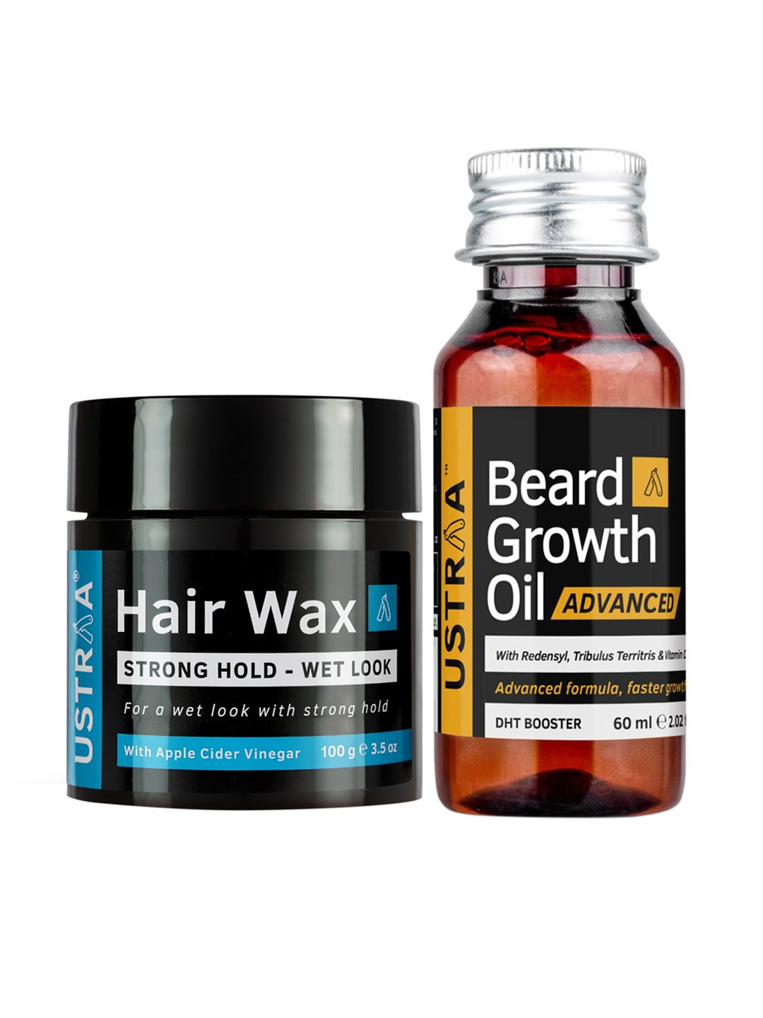 

Ustraa Men Set of Beard Growth Oil DHT Booster Advanced & Strong Hold Wet Look Hair Wax, Na