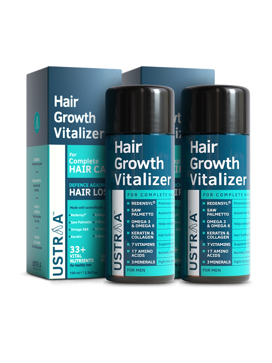 

Ustraa Men Set of 2 Hair Growth Vitalizers or Complete Hair Care, Blue