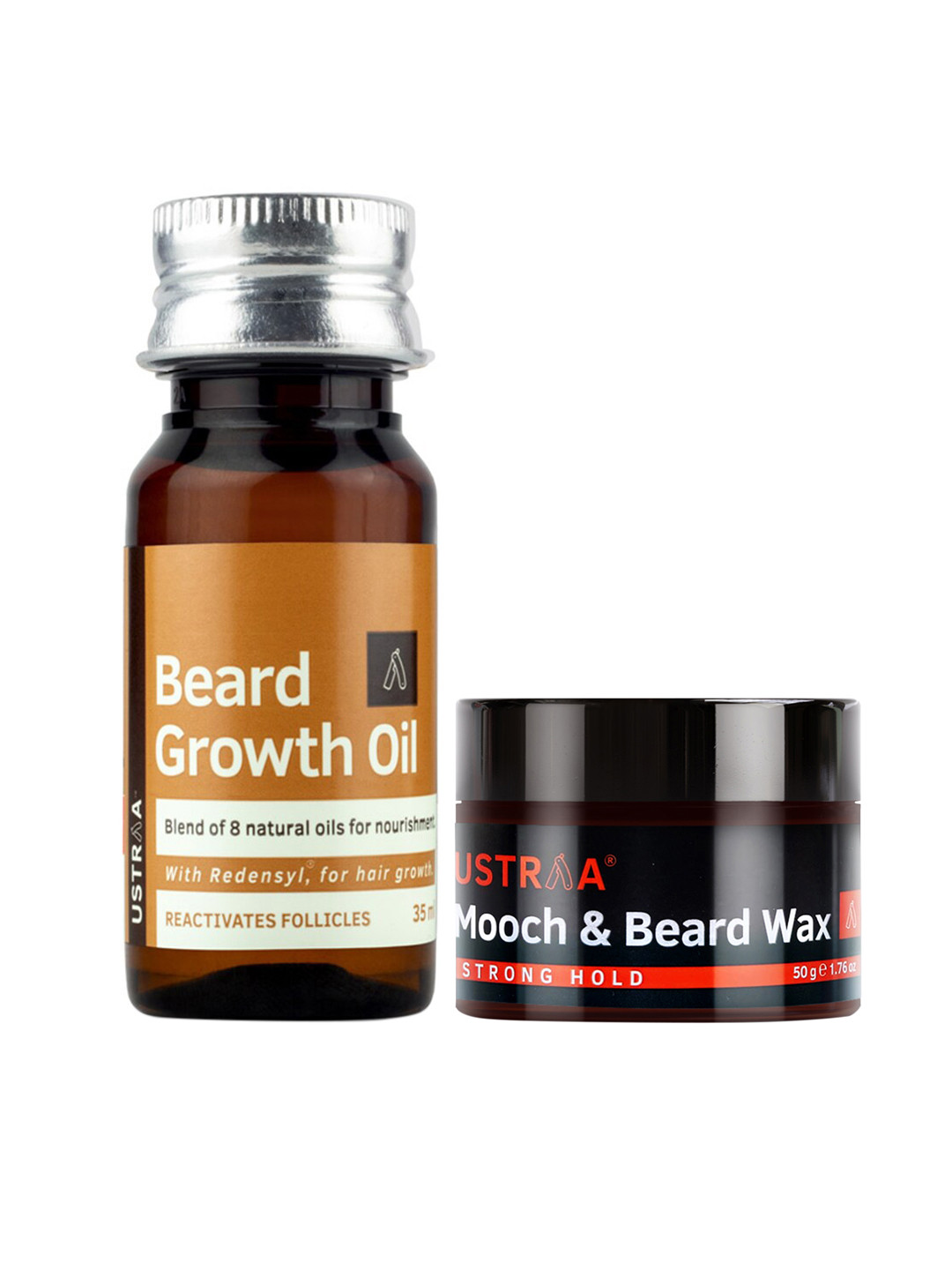 

Ustraa Men Set of Beard Growth Oil & Strong Hold Beard Wax, Brown
