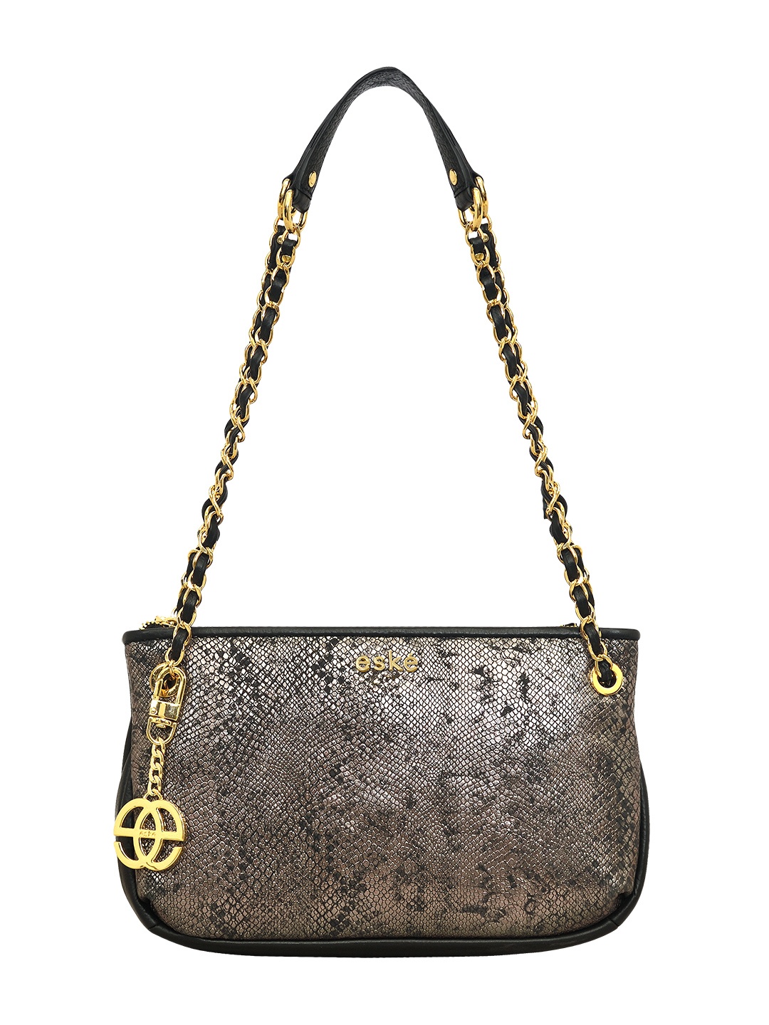 

Eske Black Animal Textured Leather Shoulder Bag