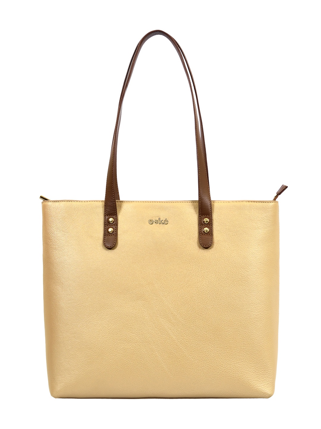 

Eske Gold Leather Shopper Tote Bag