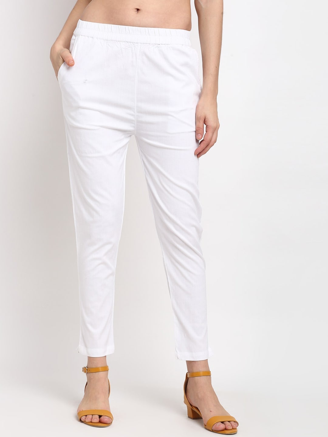 

Lovely Lady Women White Slim Fit Regular Trousers