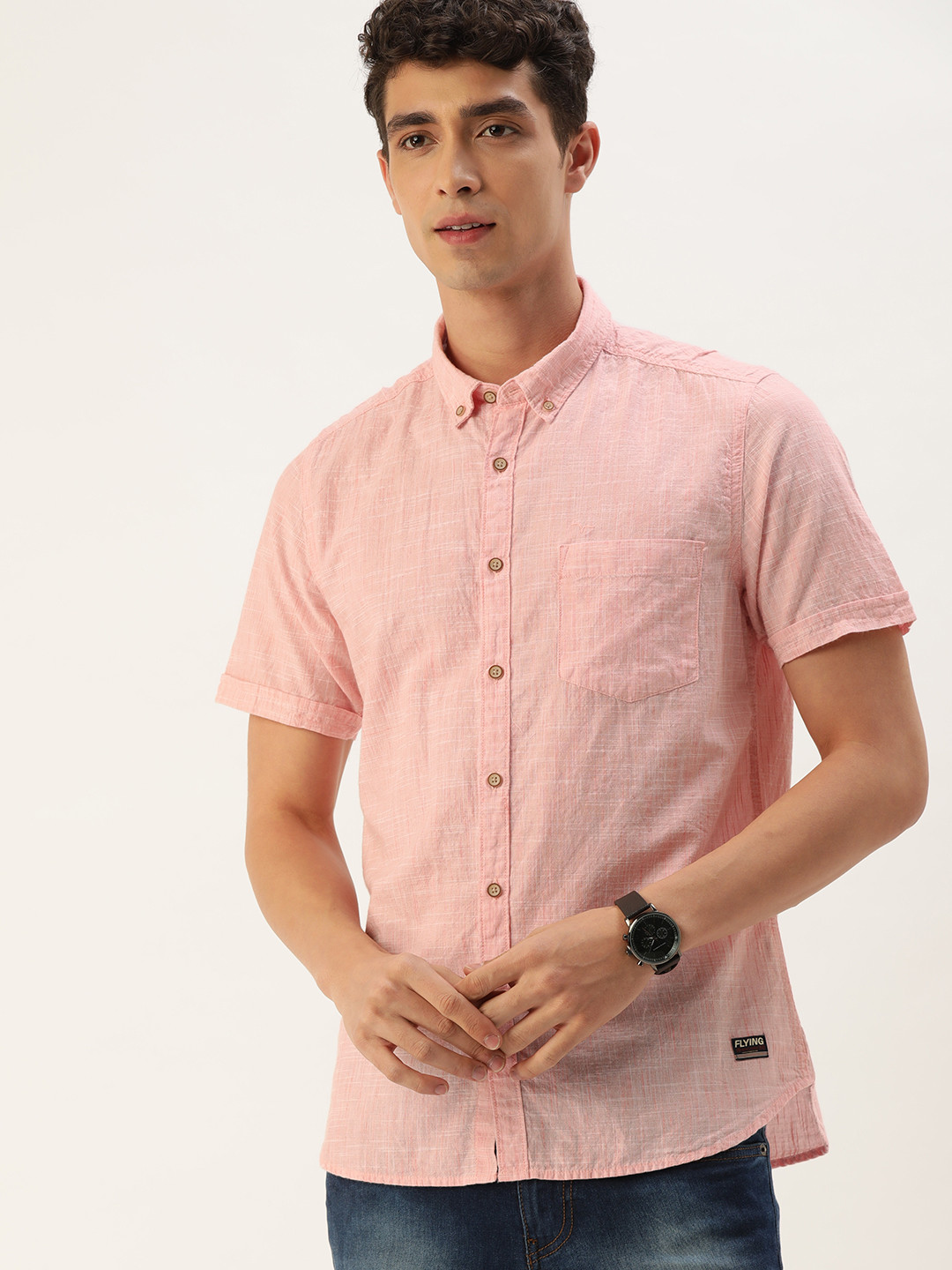 

Flying Machine Men Red Slim Fit Checked Casual Shirt