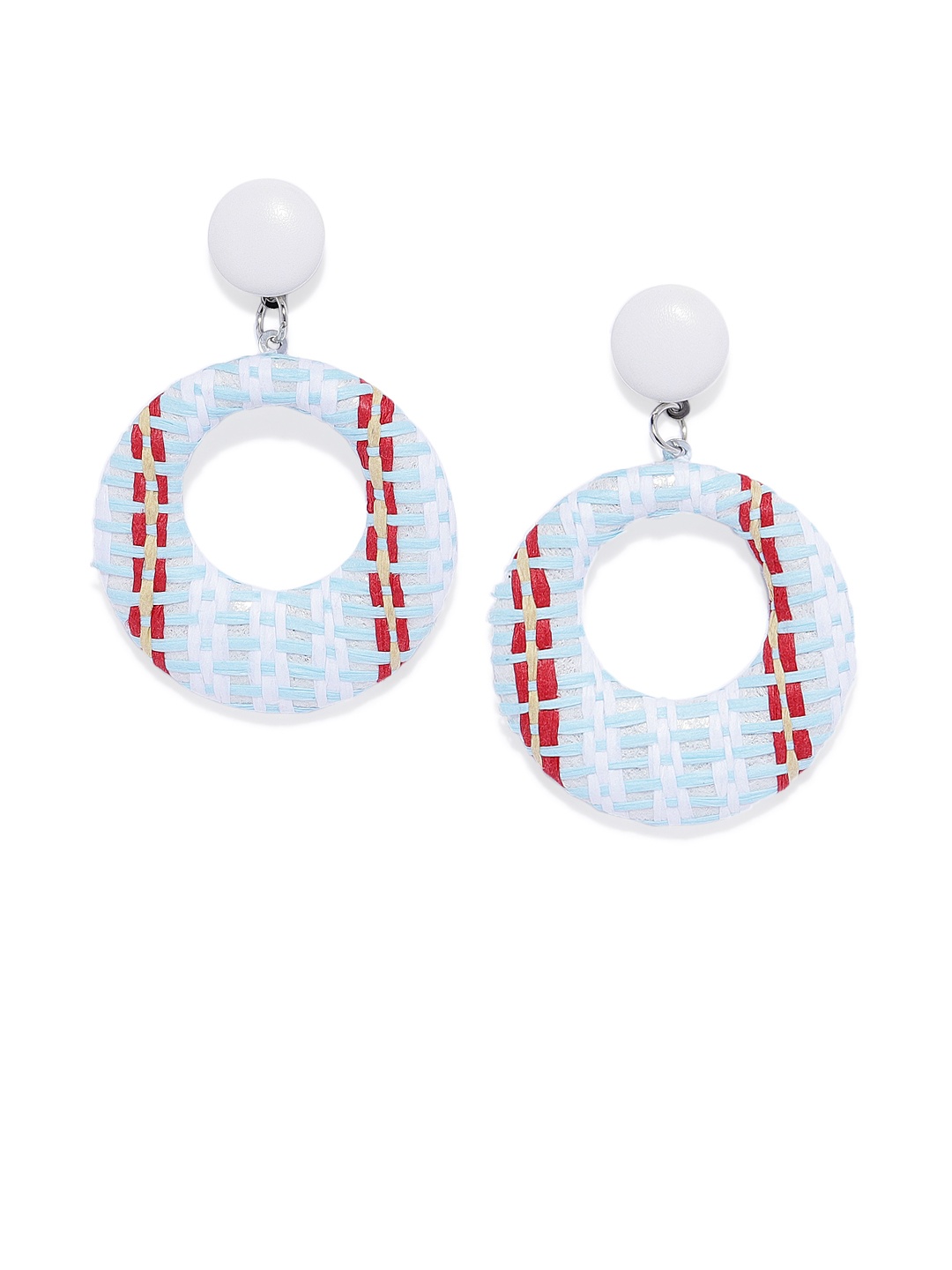 

OOMPH Women Blue & Red Circular Drop Earrings