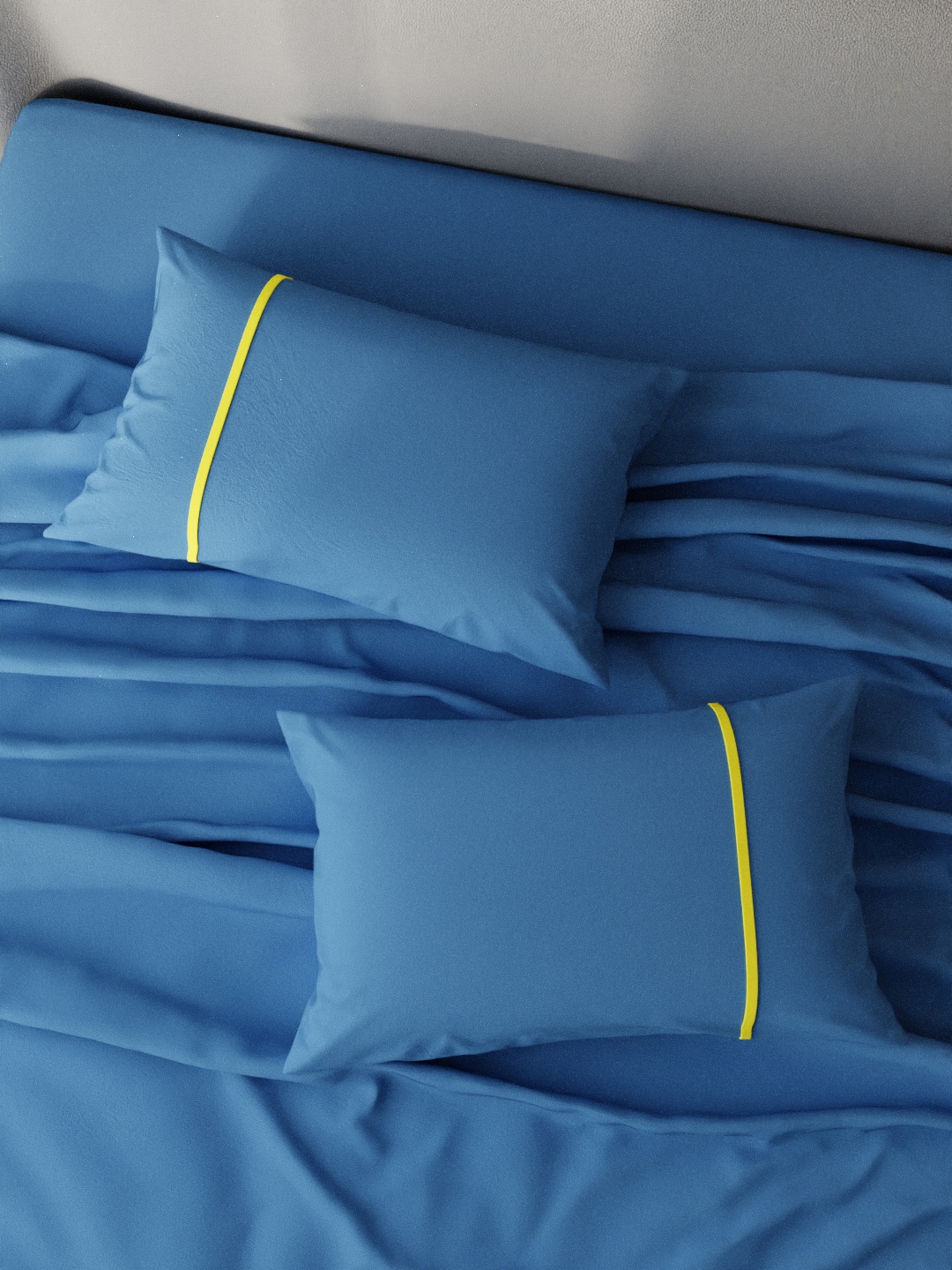 

Stoa Paris Pack of 2 Blue Solid 144 TC Pure Cotton Pillow Covers
