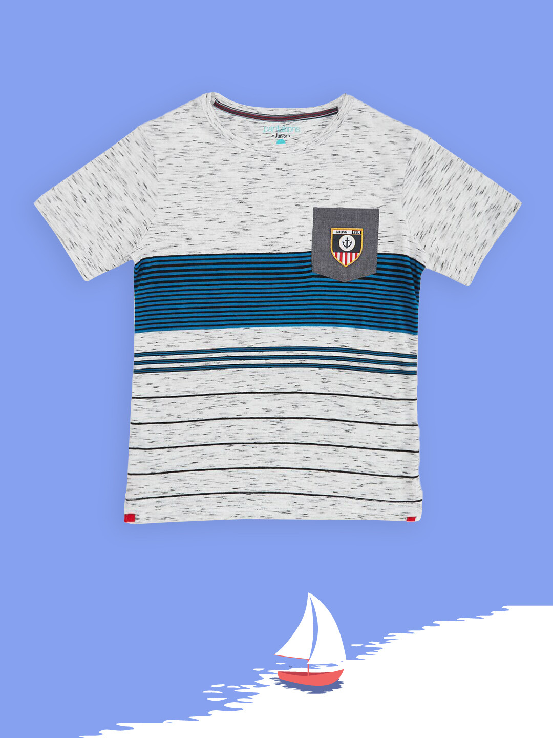 

Pantaloons Junior Boys Blue Striped T-shirt