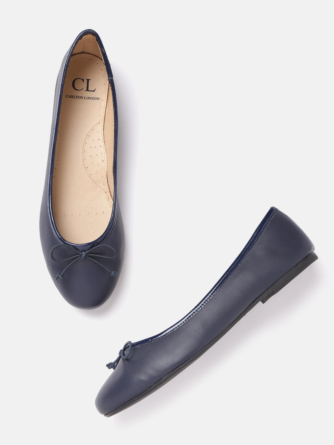 

Carlton London Women Navy Blue Solid Ballerinas with Bow Detail