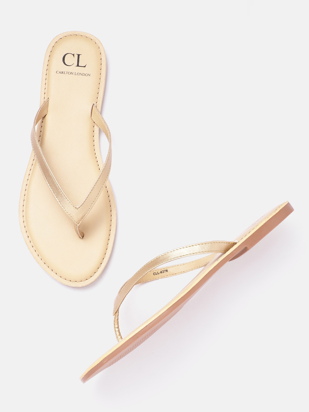 

Carlton London Women Muted Gold-Toned Open Toe Flats