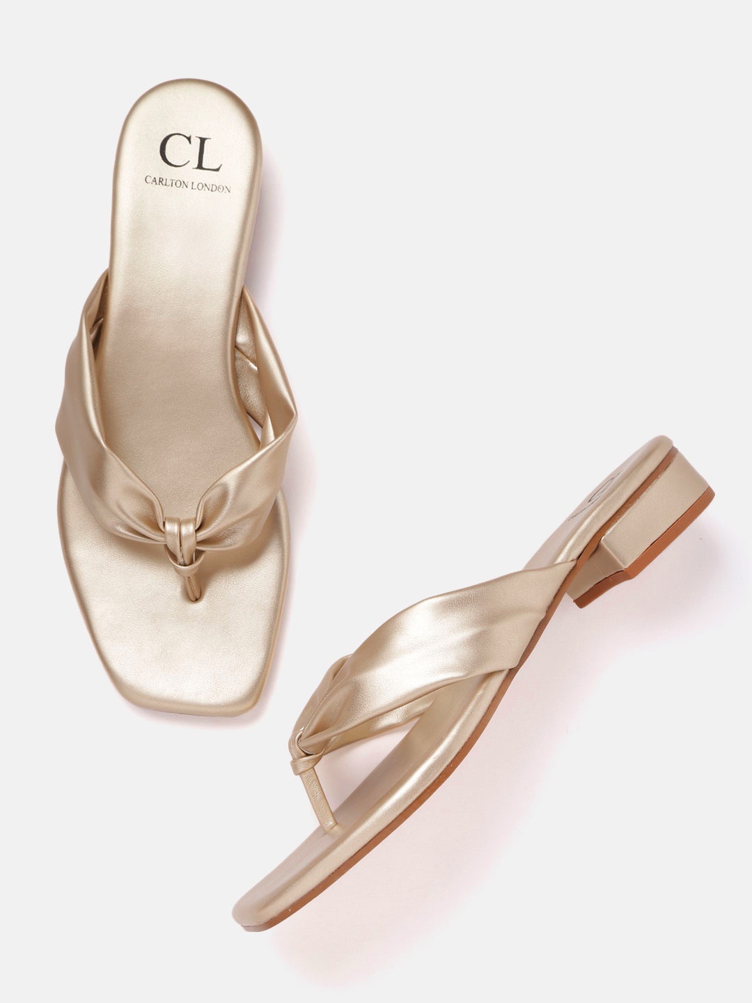 

Carlton London Women Gold-Toned Solid Open Toe Flats