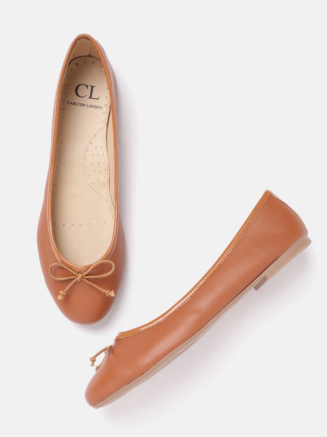 

Carlton London Women Tan Brown Solid Ballerinas with Bows Detail