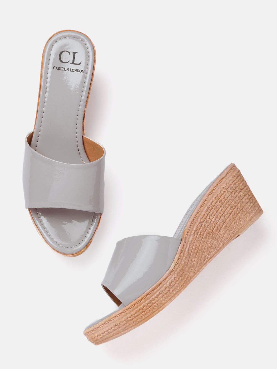 

Carlton London Grey Solid Glossy Finish Wedges