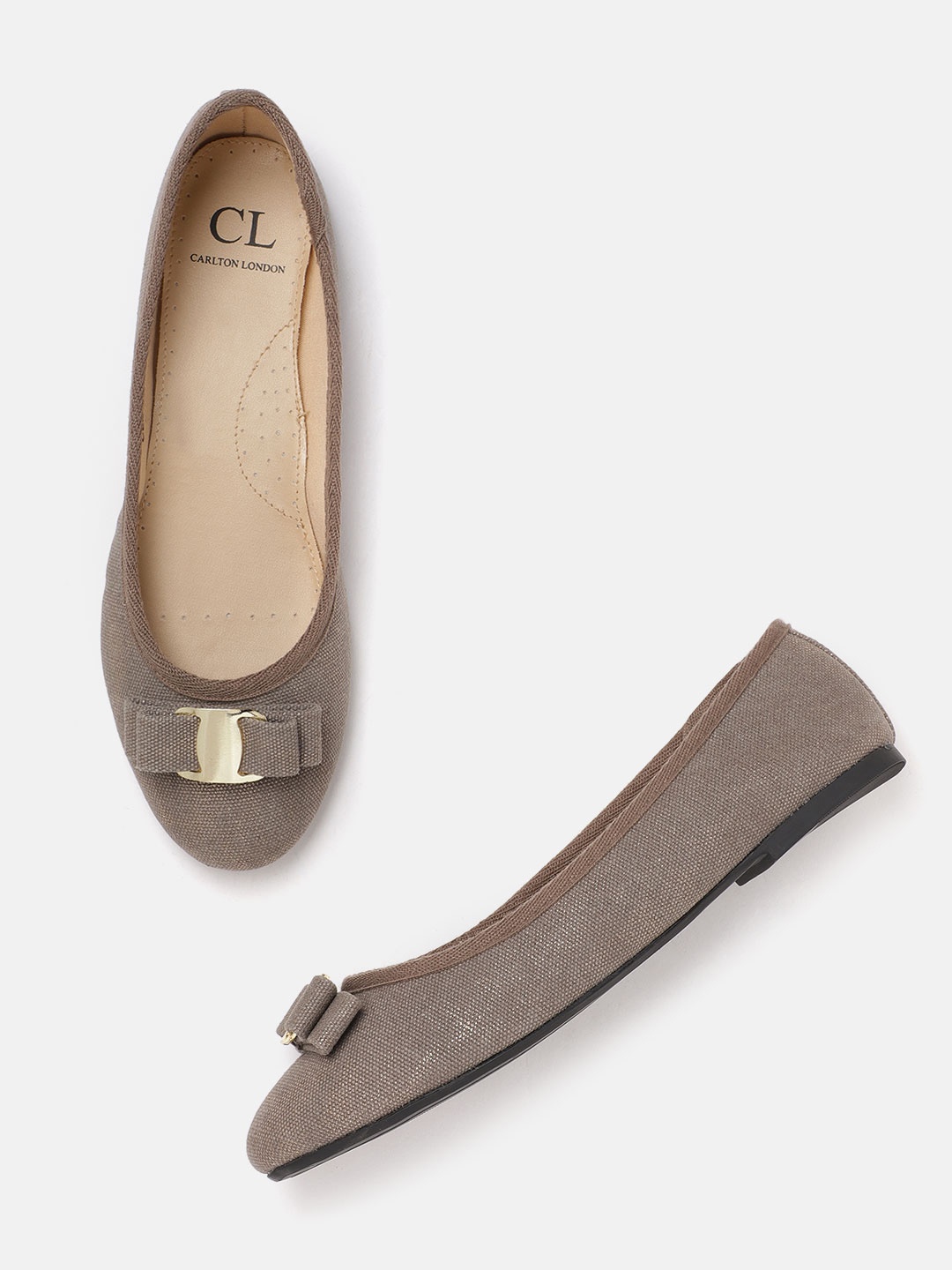 

Carlton London Women Taupe Solid Ballerinas with Bow Detail