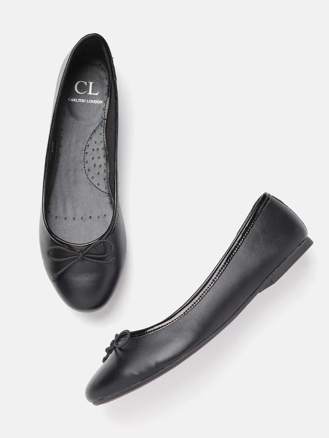 

Carlton London Women Black Solid Ballerinas with Bow Detail