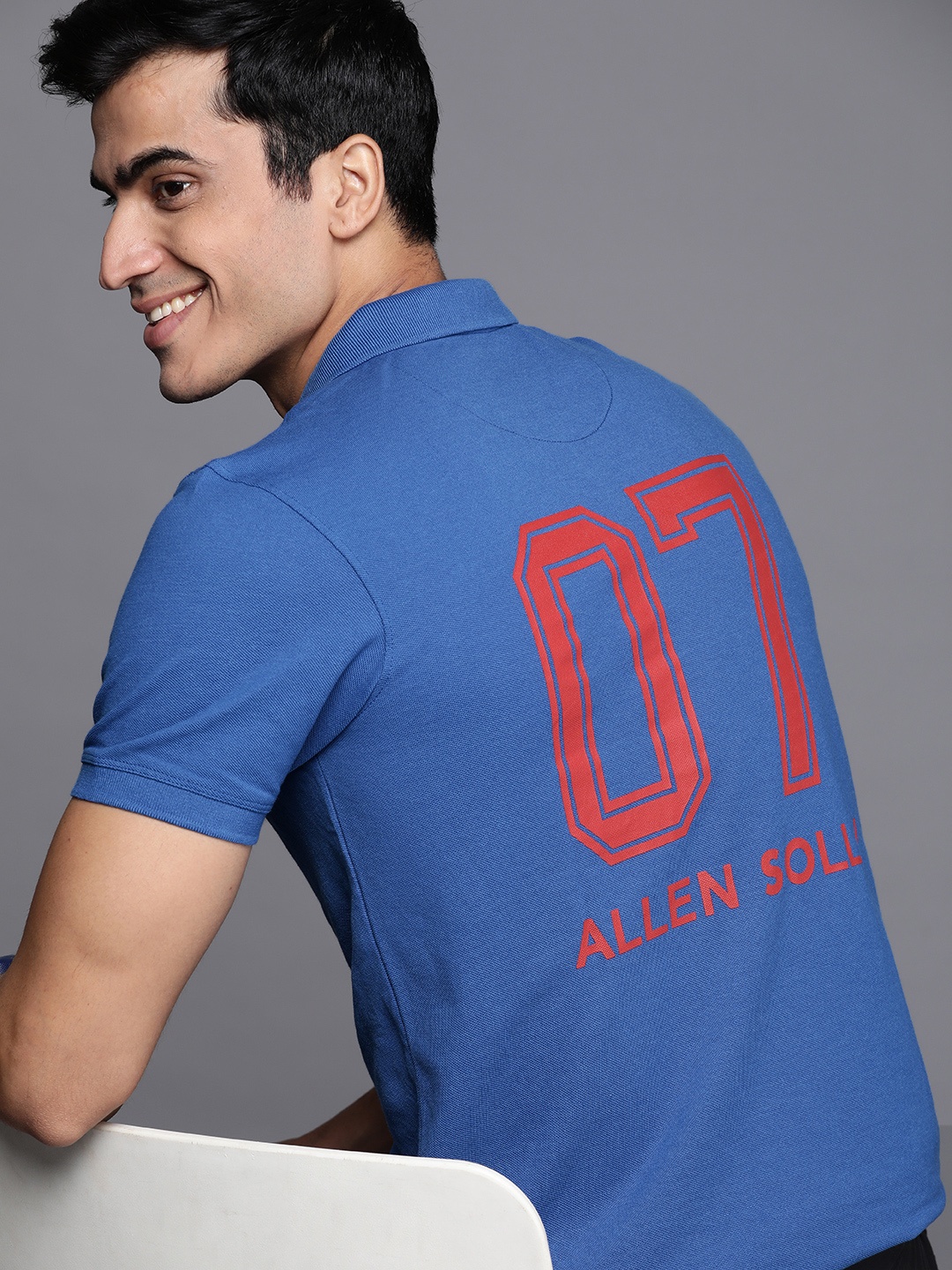 

Allen Solly Sport Men Blue & Red Back printed Polo Collar T-shirt