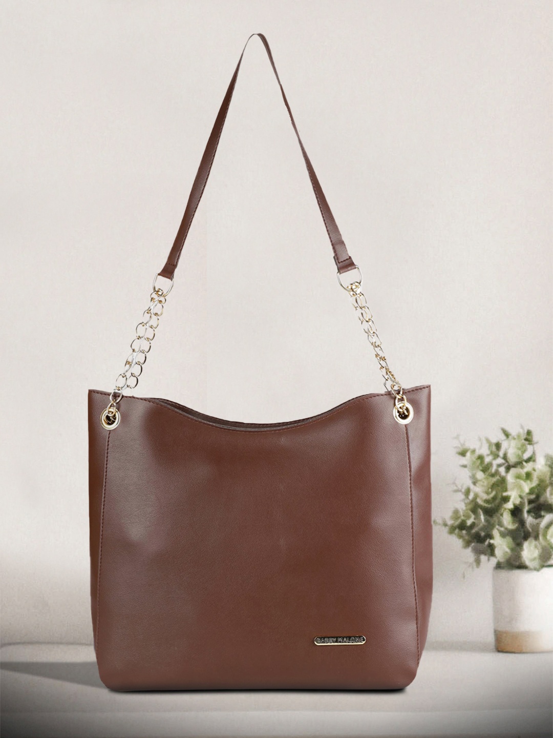 Bagsy Malone Brown PU Shopper Tote Bag