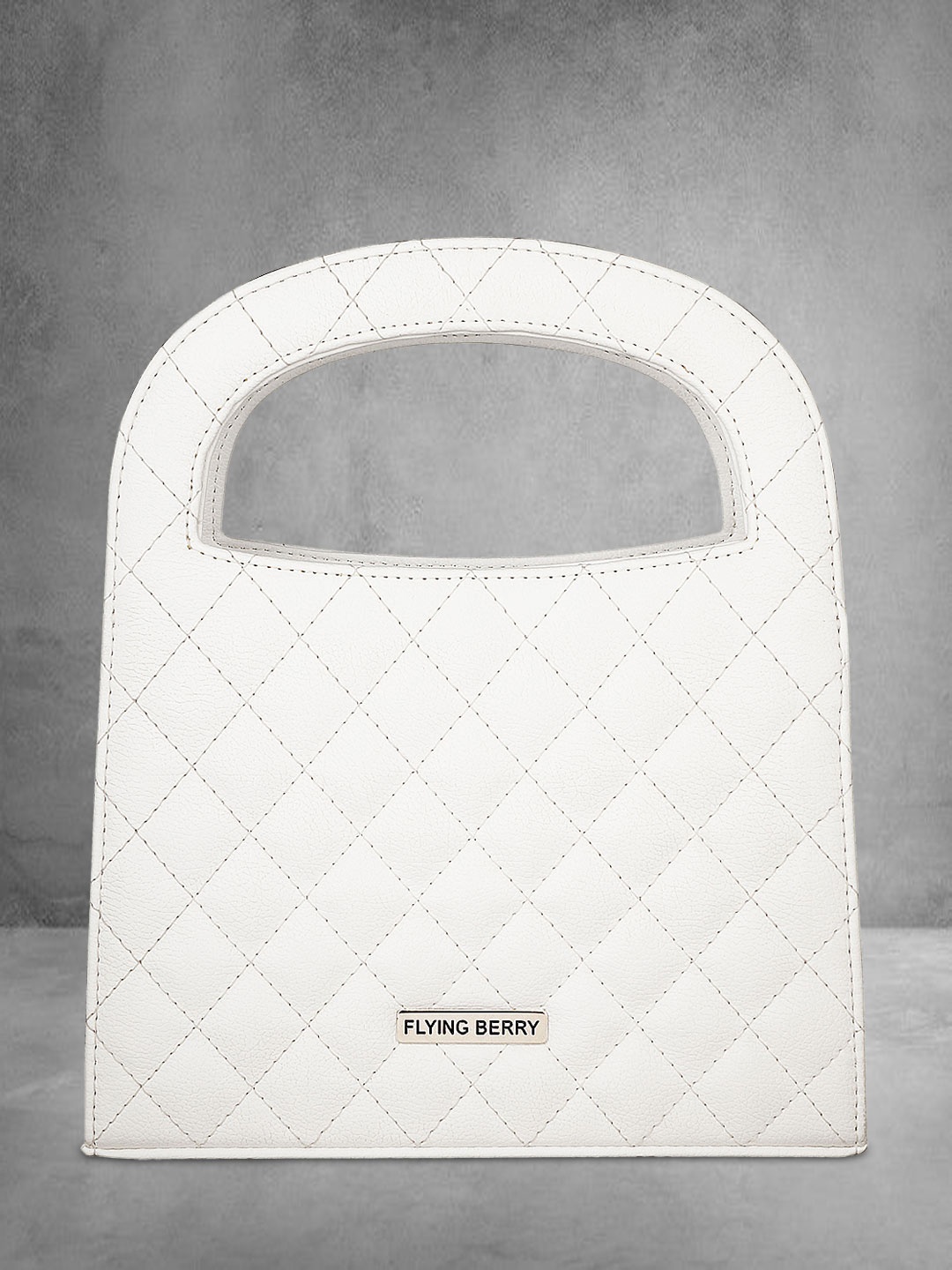 

FLYING BERRY Women White Quilted Checked Handheld Bag