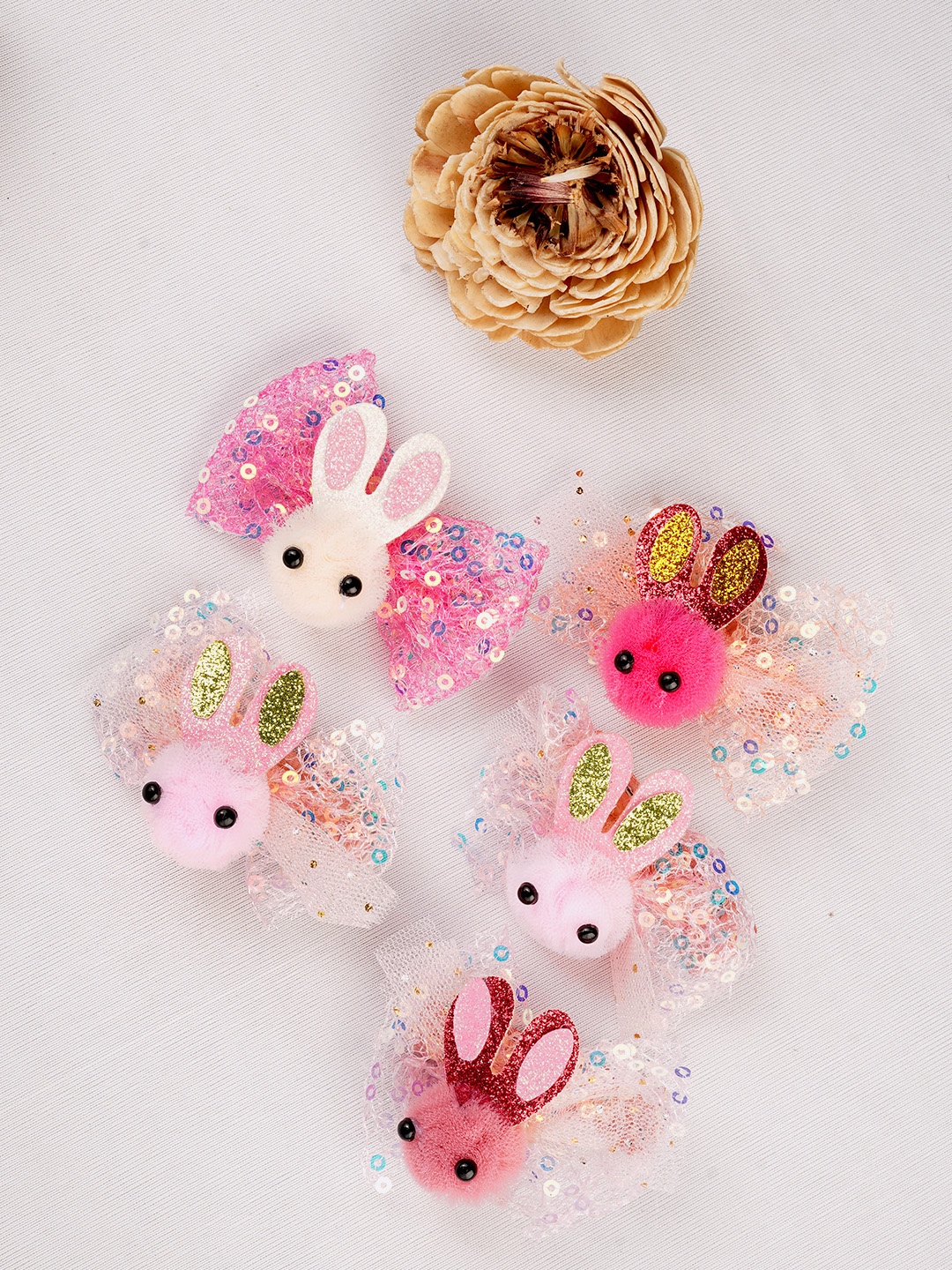 

LAIDA Set of 5 Embellished Rabbit Hair Clips, Multi