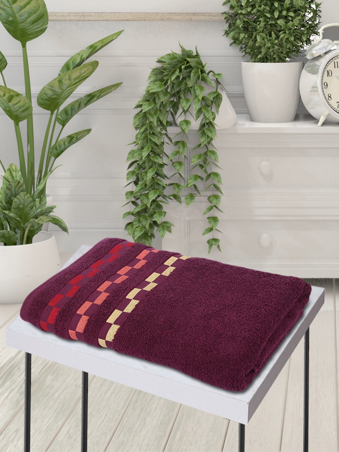 

BIANCA Unisex Burgundy Mercerized Combed Cotton 450 GSM Bath Towel