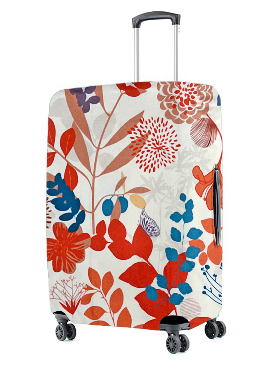 Cortina White & Orange Printed Protective Large Trolley Bag Cover, Cream