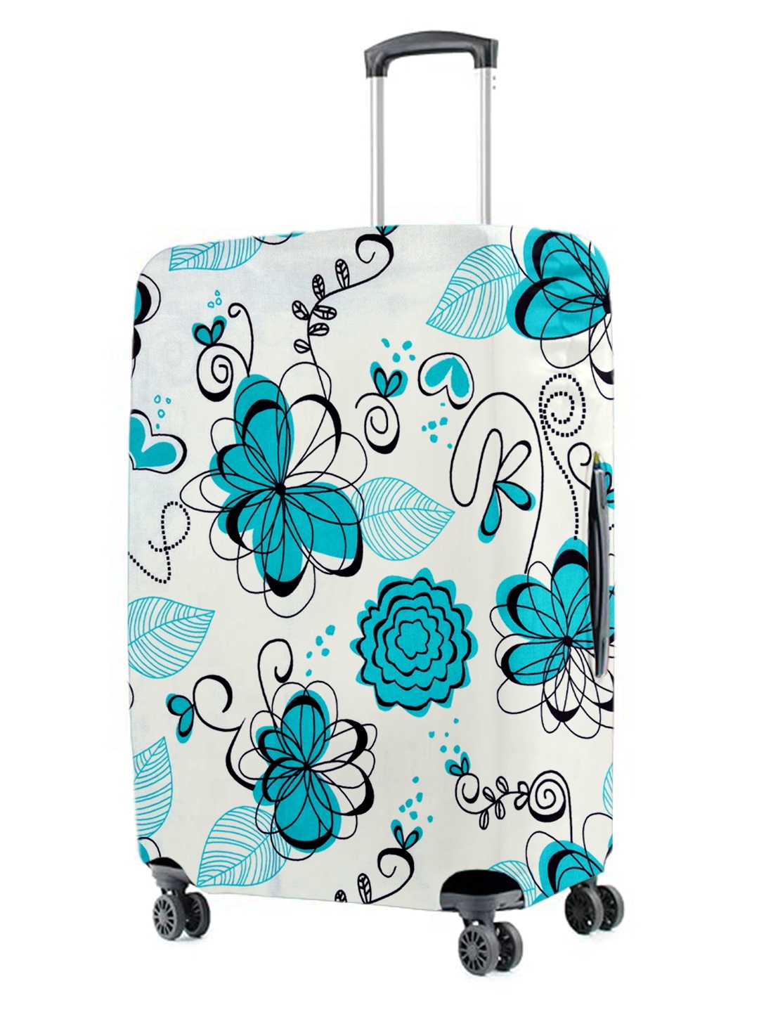 Cortina Blue & White Printed Protective Medium Trolley Bag Cover