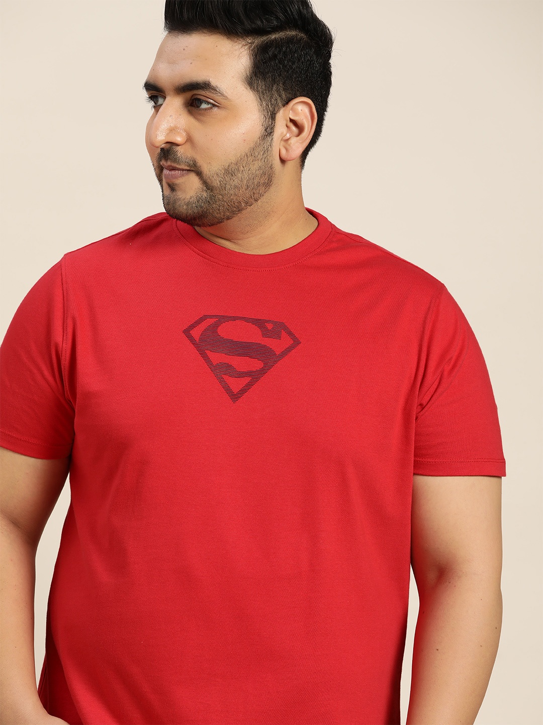 

Sztori Superman Men Plus Size Red Pure Cotton Printed T-shirt