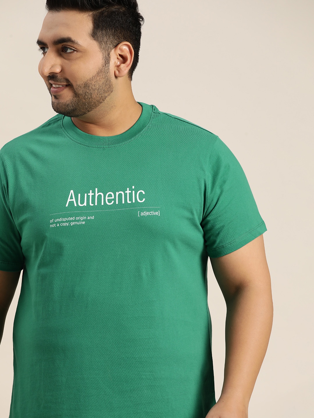 

Sztori Men Plus Size Green Typography Printed T-shirt