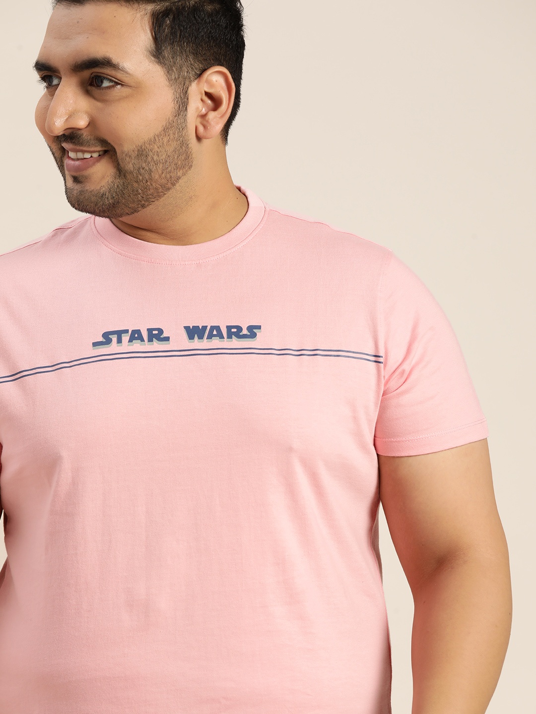

Sztori Plus Size Marvel Men Pink Pure Cotton Typography Printed T-shirt