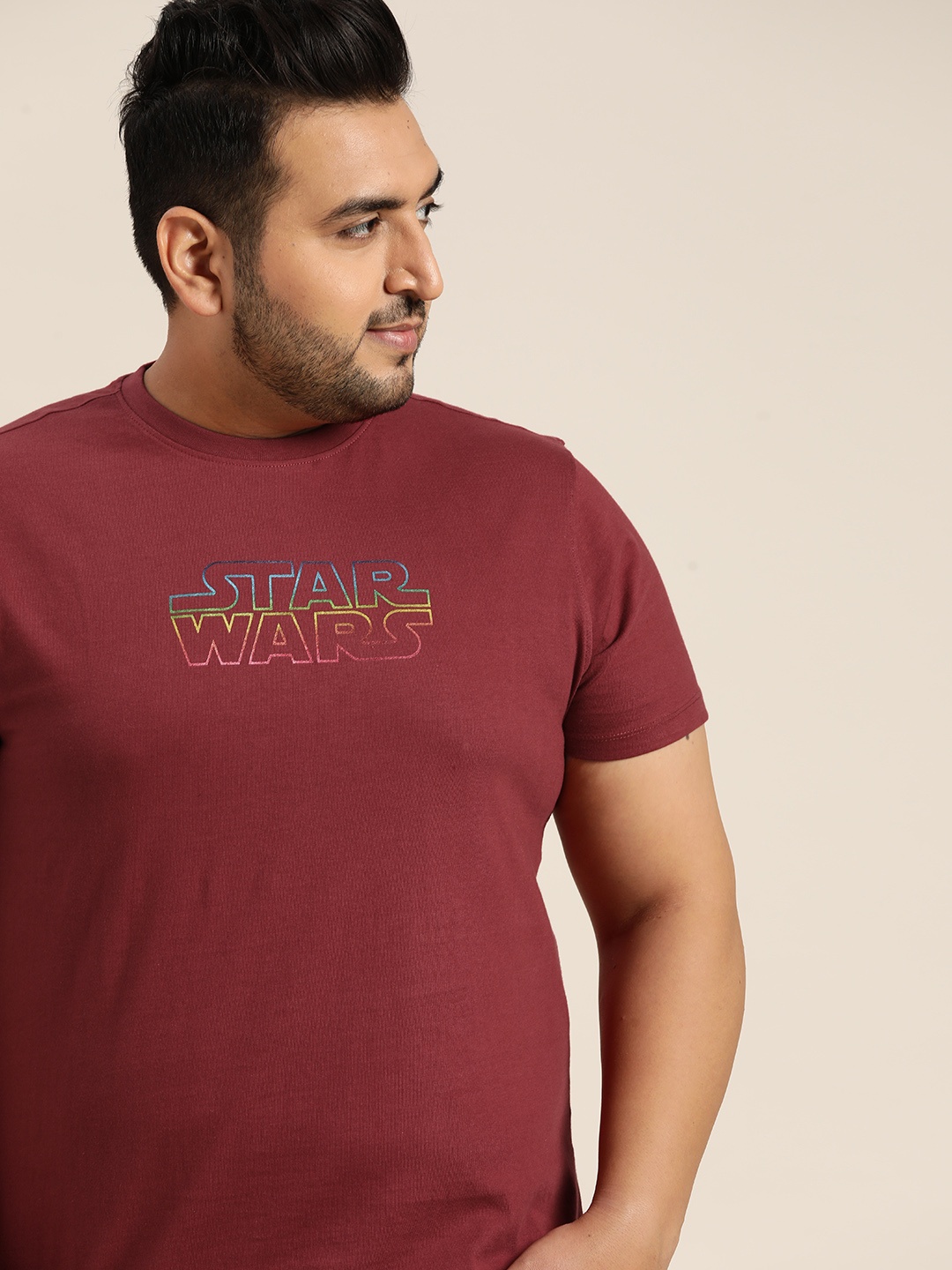 

Sztori Plus Size Marvel Men Pure Cotton Red Typography T-shirt