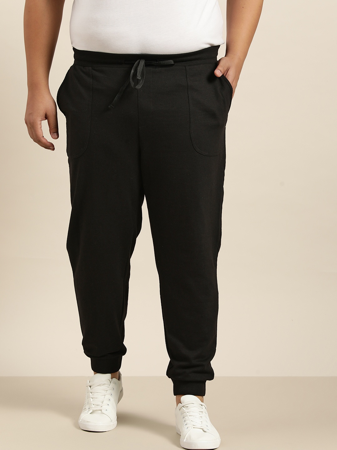 

Sztori Men Plus Size Black Solid Joggers