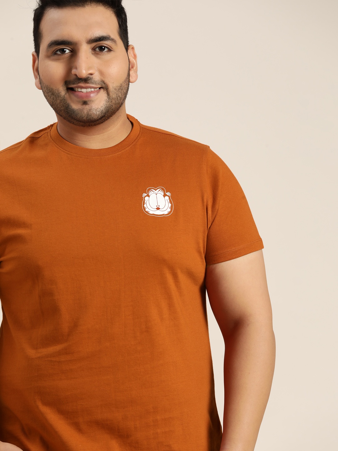 

Sztori Garfield Plus Size Men Rust Brown Pure Cotton Solid T-shirt