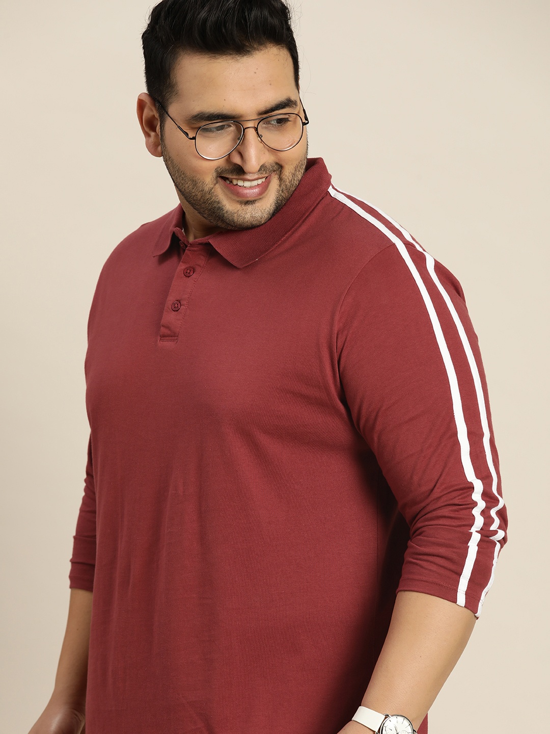 

Sztori Men Plus Size Maroon Pure Cotton Polo Collar T-shirt