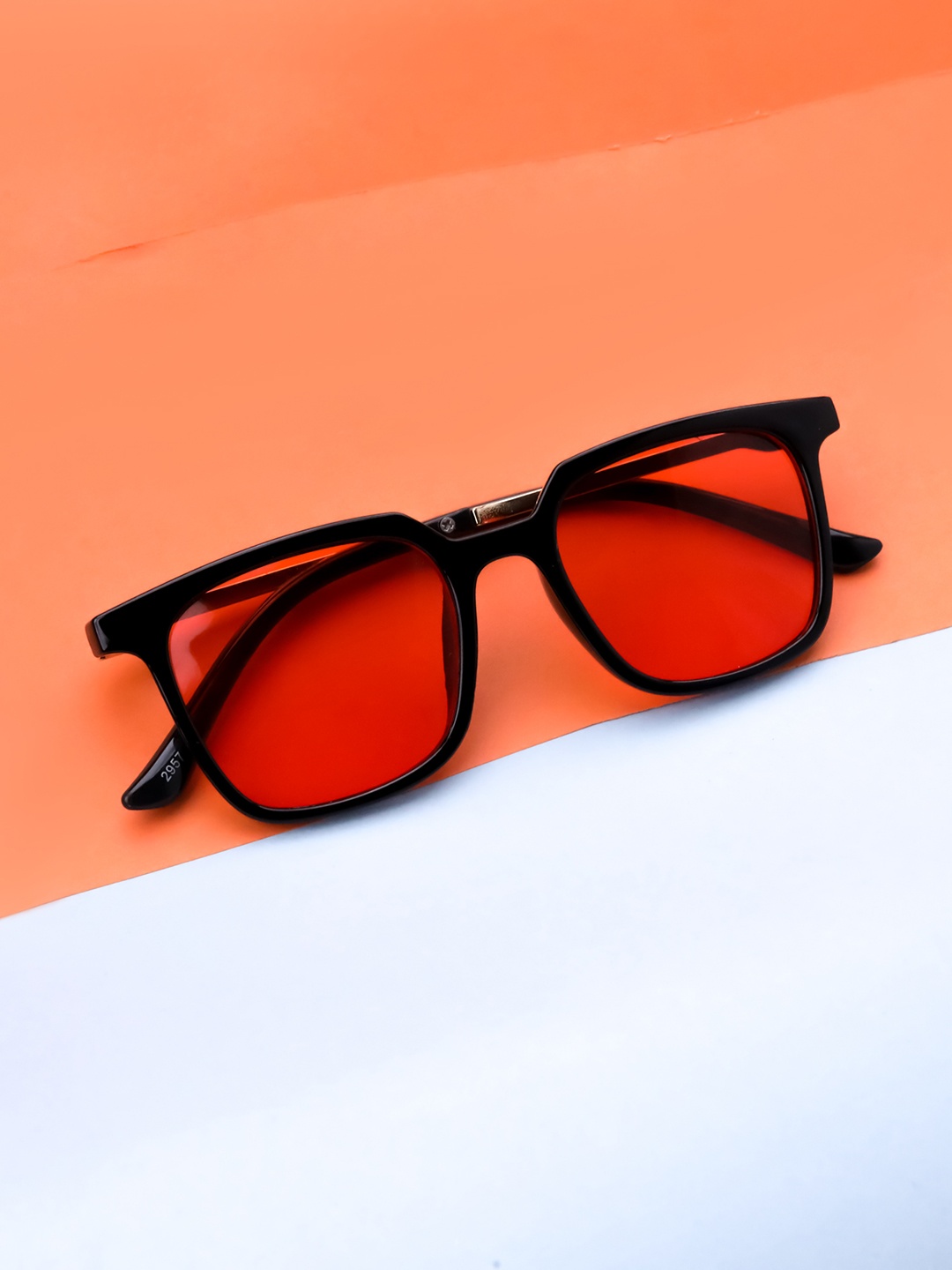 

Spiky Unisex Kids Red Lens & Black Square Sunglasses with UV Protected Lens - 2957_BLK_RED