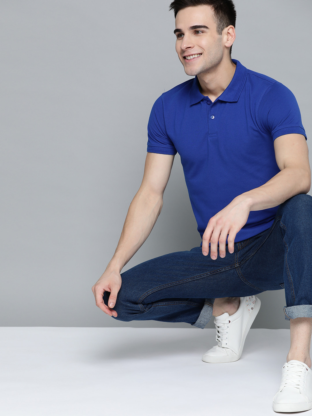 

Mast & Harbour Men Blue Solid Polo Collar T-shirt