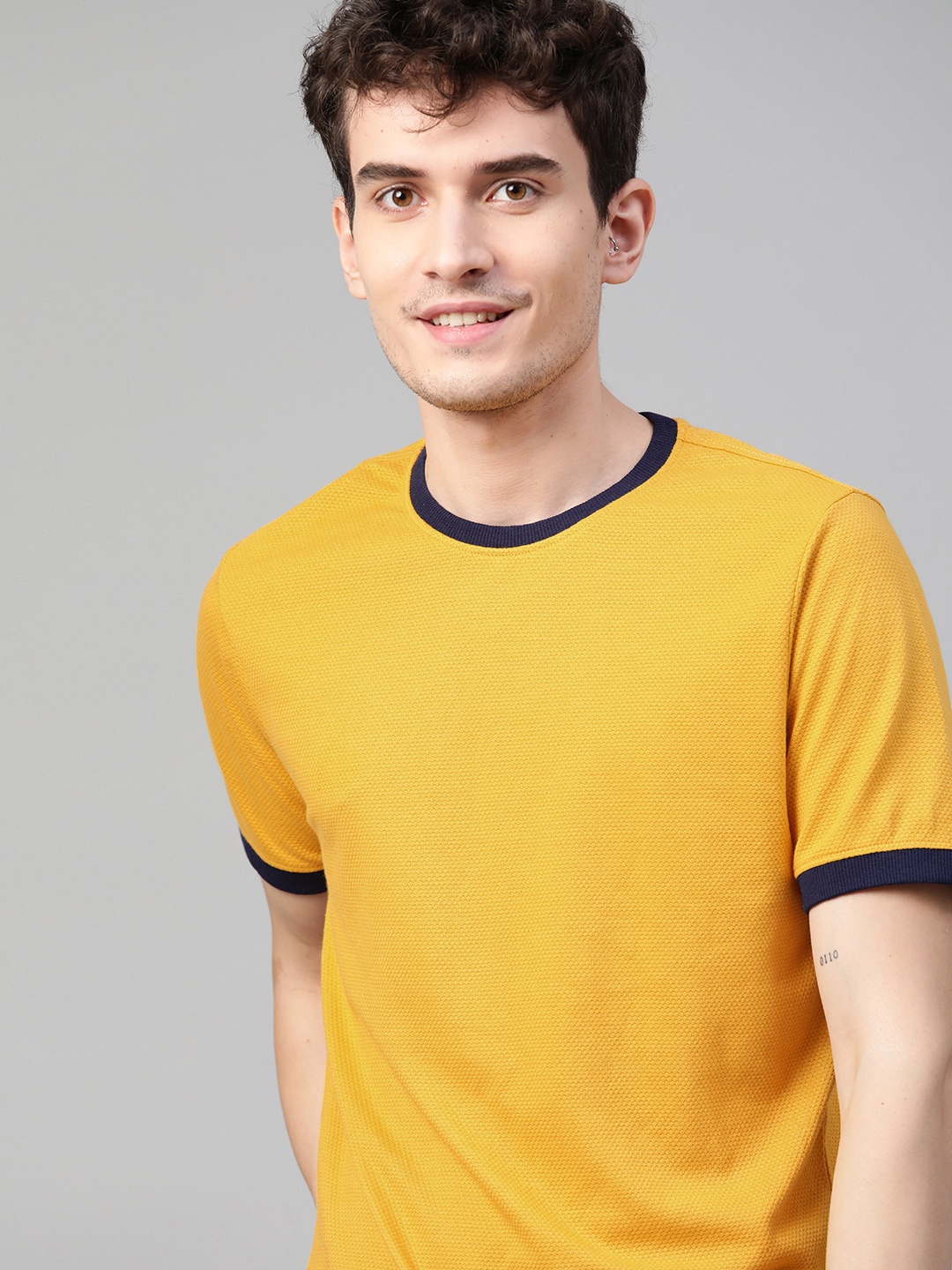 

Mast & Harbour Men Yellow Handcrafted T-shirt