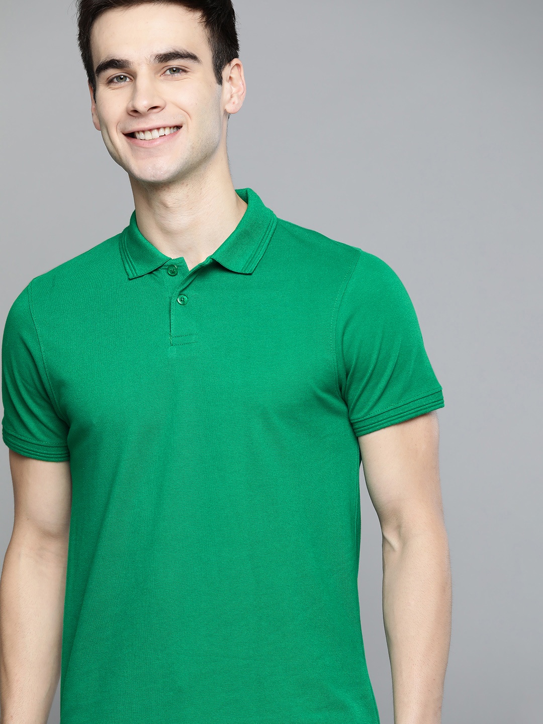 

Mast & Harbour Men Green Polo Collar Handcrafted T-shirt