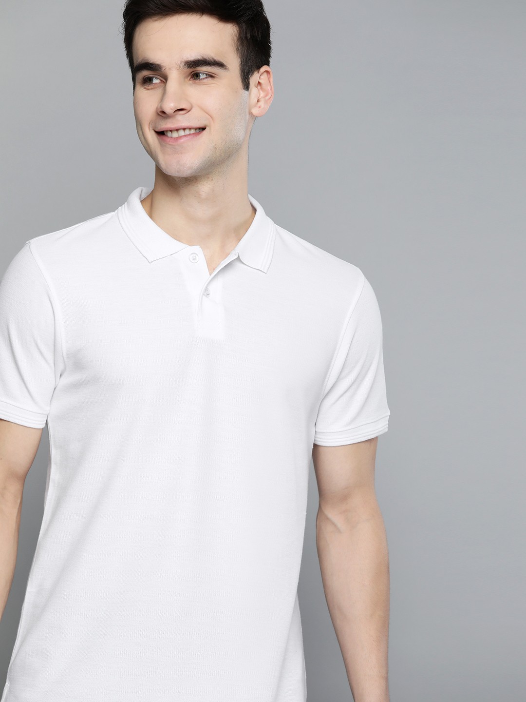 

Mast & Harbour Men White Polo Collar Handcrafted T-shirt
