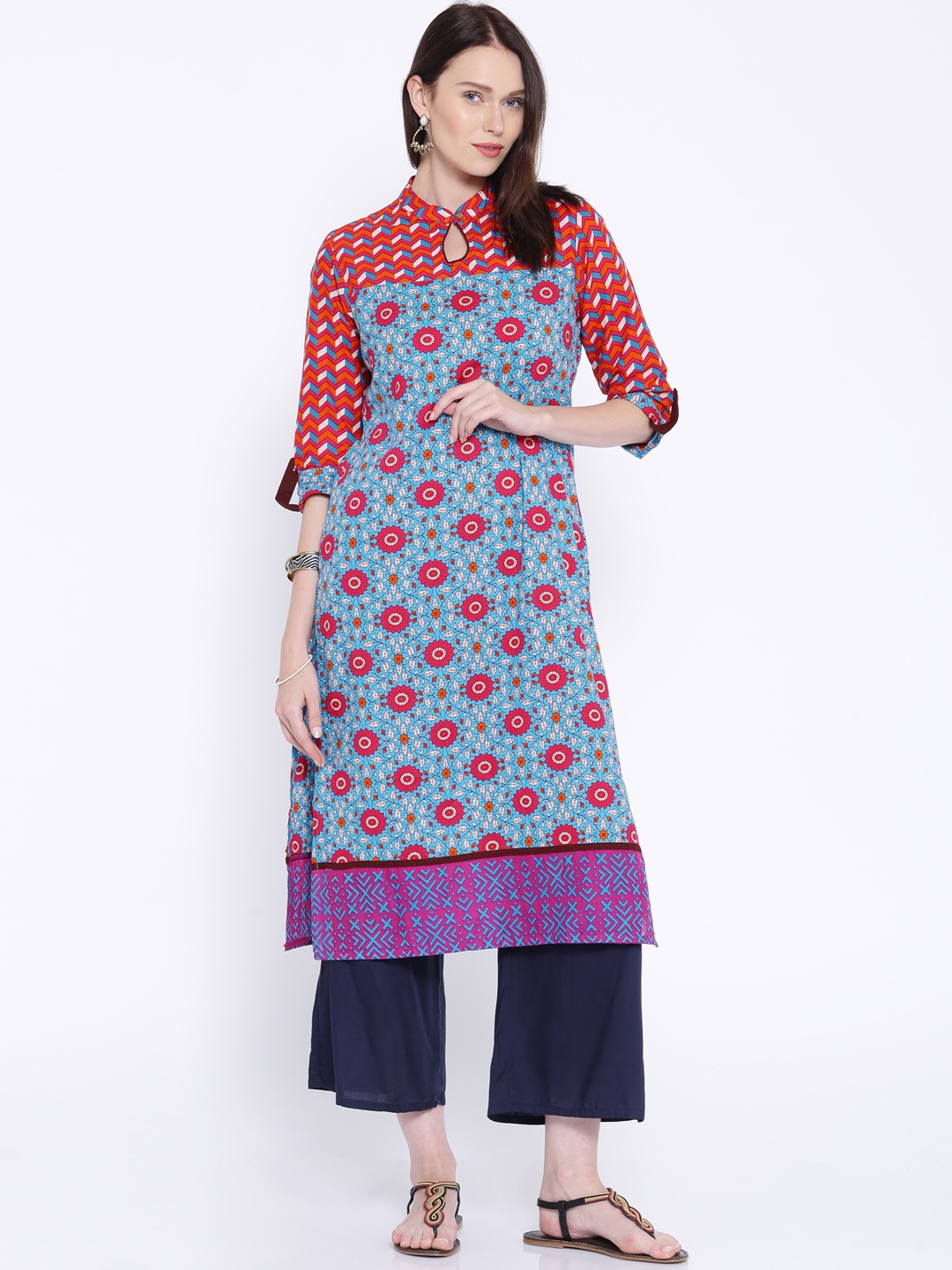 

Vishudh Blue & Pink Printed Kurta