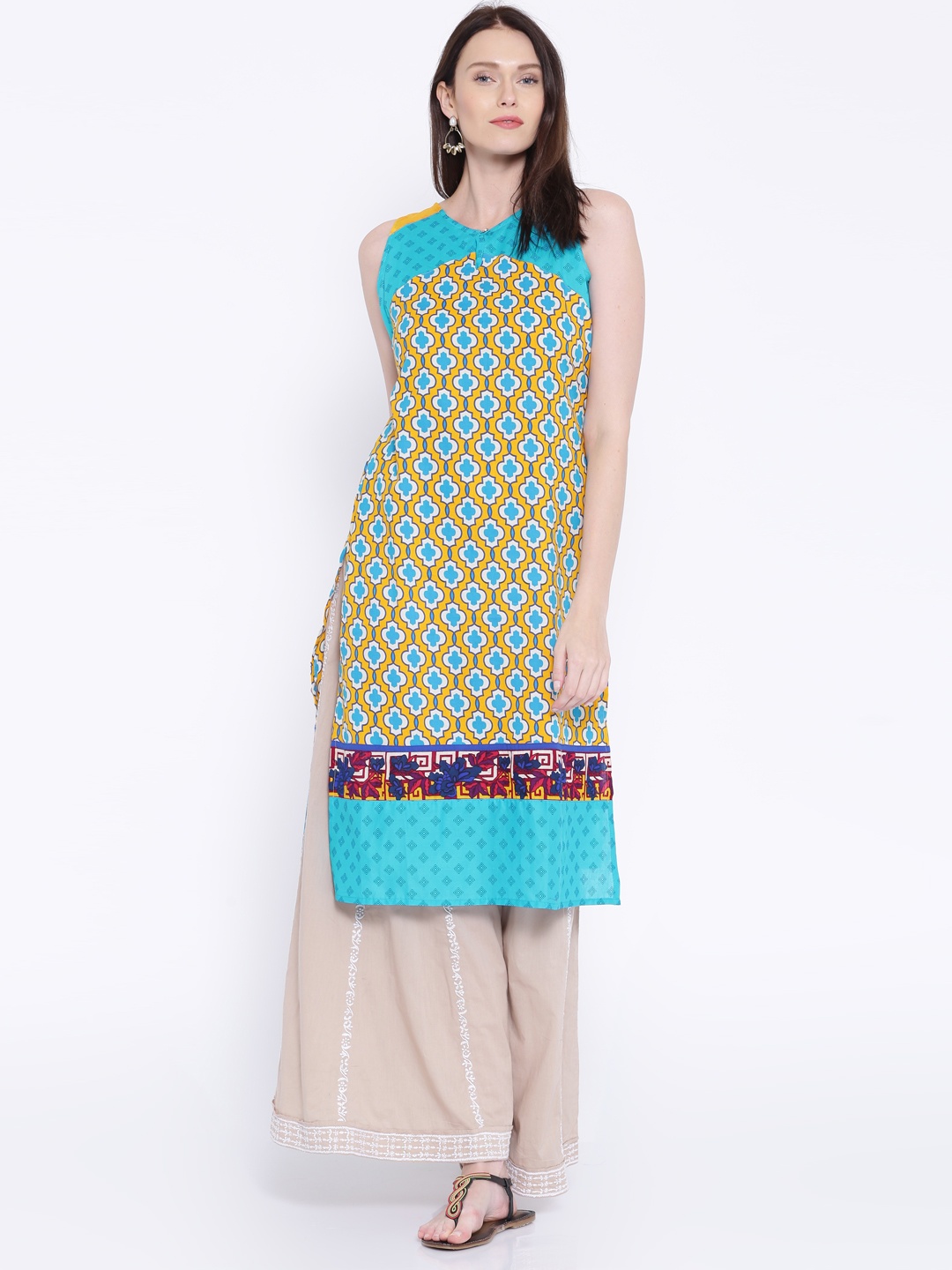 

Vishudh Blue & Yellow Printed Kurta