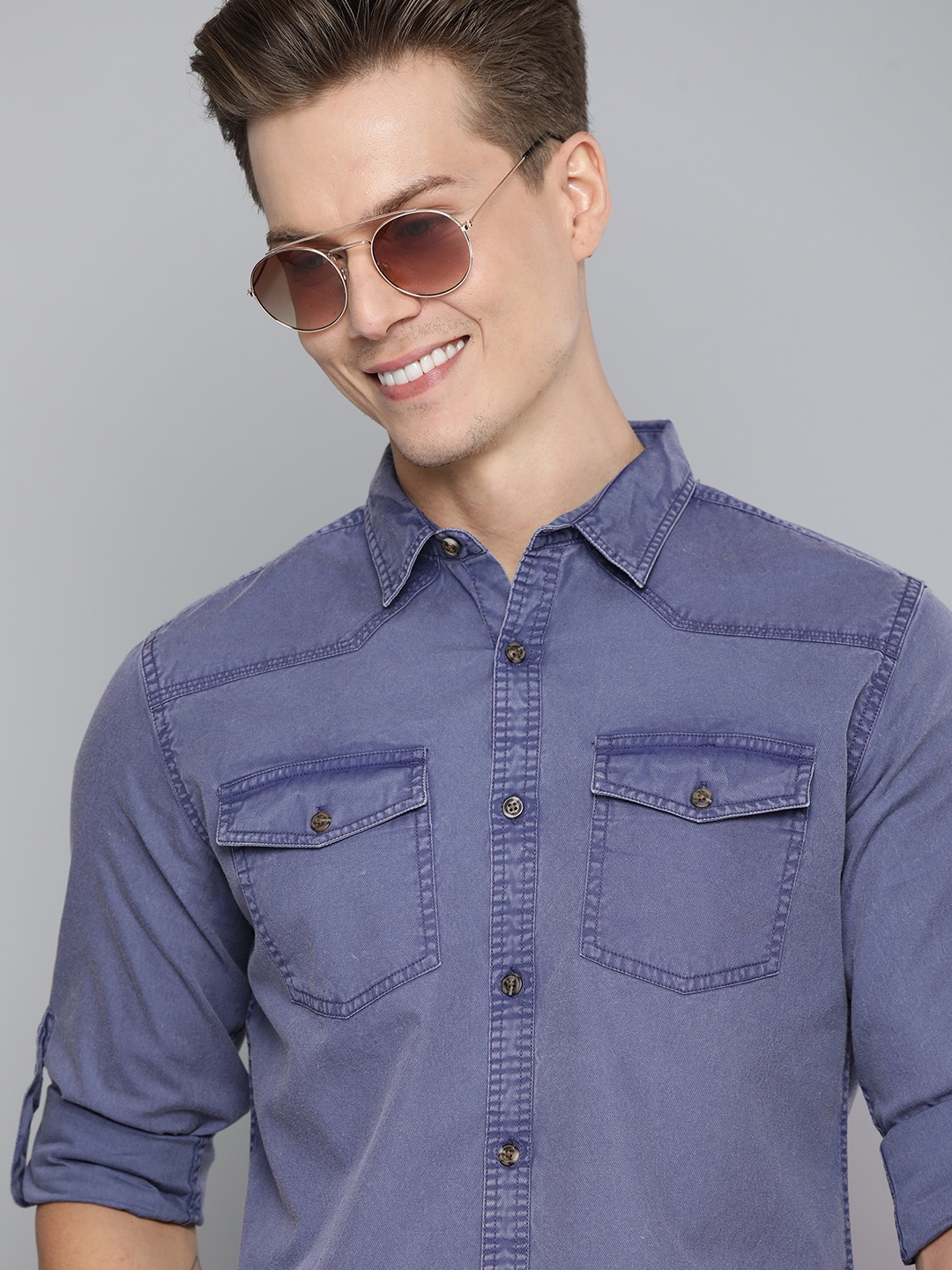 

HERE&NOW Men Blue Slim Fit Casual Shirt