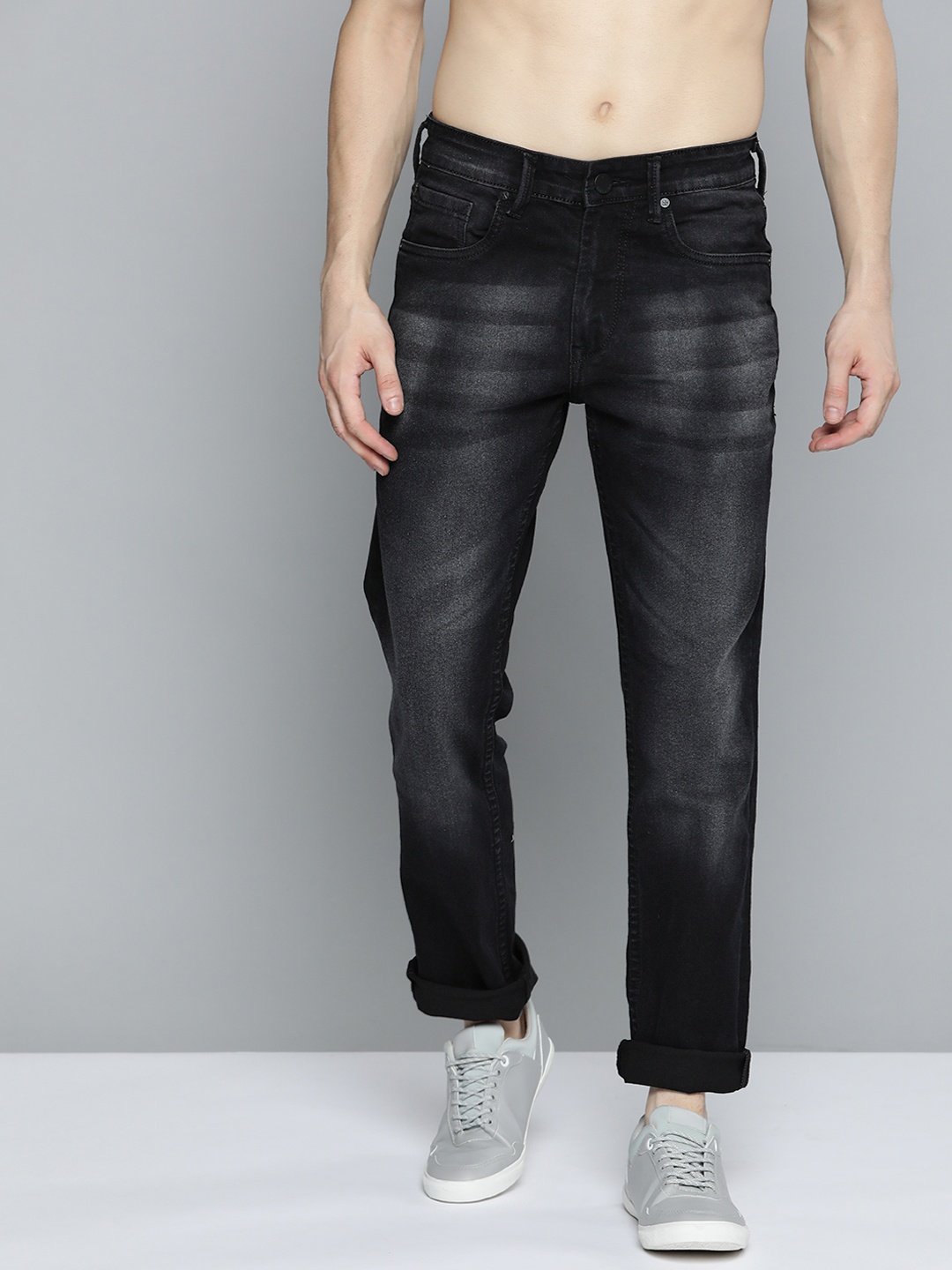 

HERE&NOW Men Navy Blue Solid Light Fade Slim Fit Stretchable Jeans
