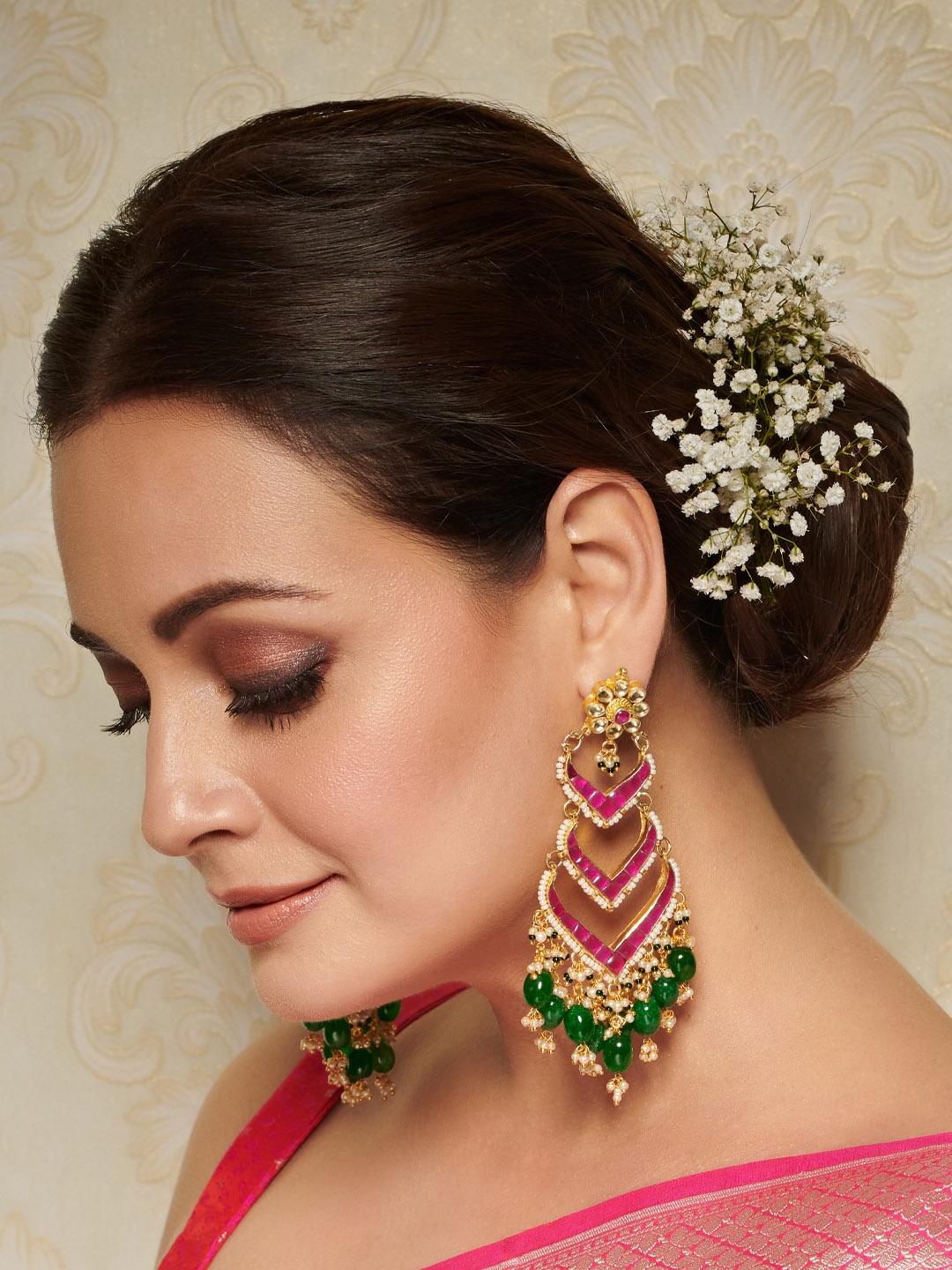 

Priyaasi Pink Contemporary Drop Earrings