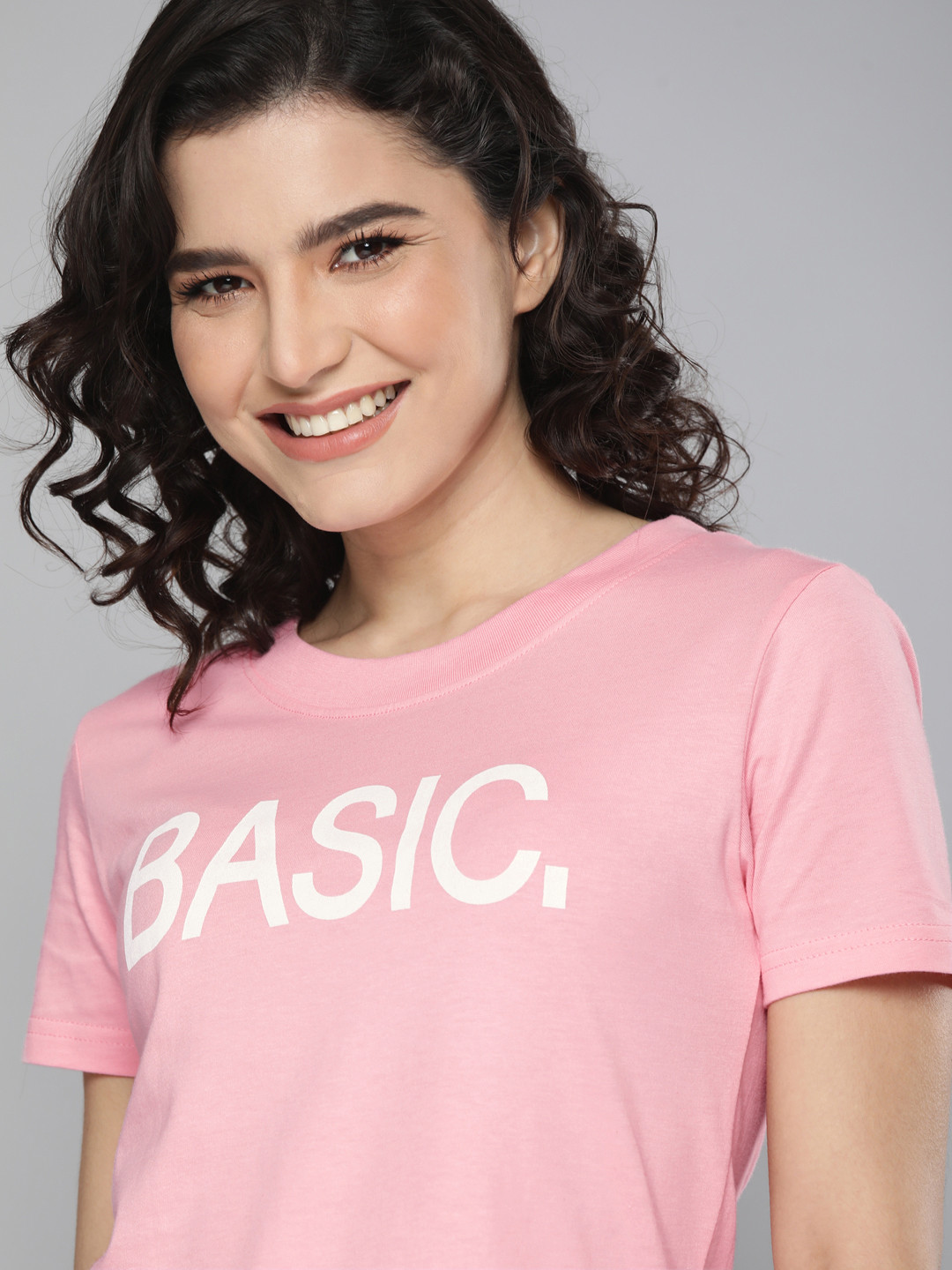 

HERE&NOW Women Pink & White Typography Printed Organic Cotton T-shirt