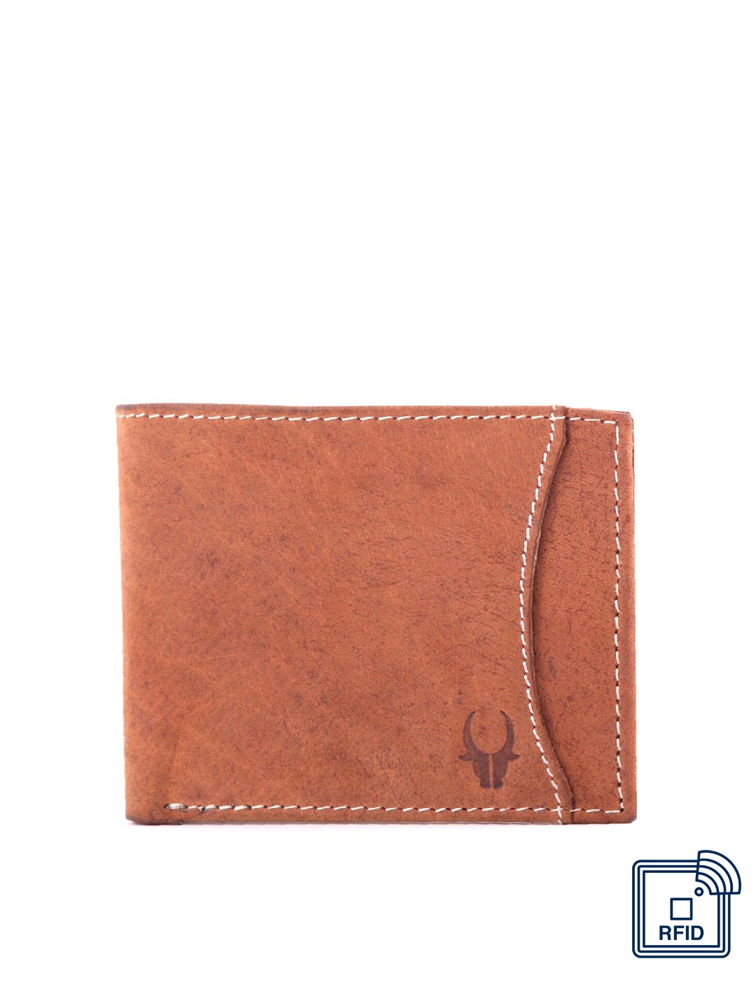 

WildHorn Men Tan Textured Leather Two Fold Wallet with RFID