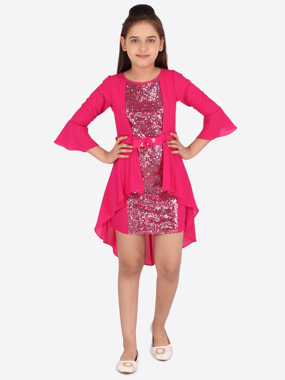 

CUTECUMBER Magenta Georgette Dress