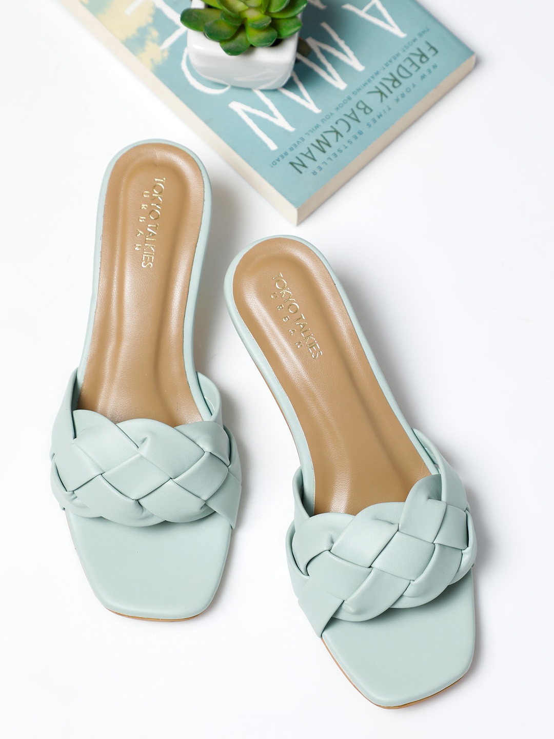 

Tokyo Talkies Green Embellished Kitten Heeled Sandals