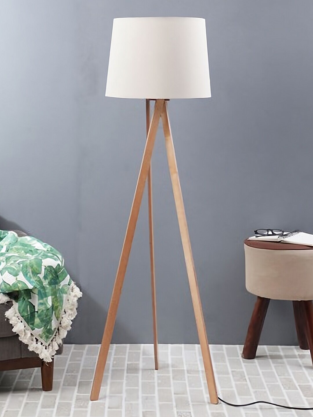 

SANDED EDGE Brown & Beige Contemporary Tripod Lamp with Shade