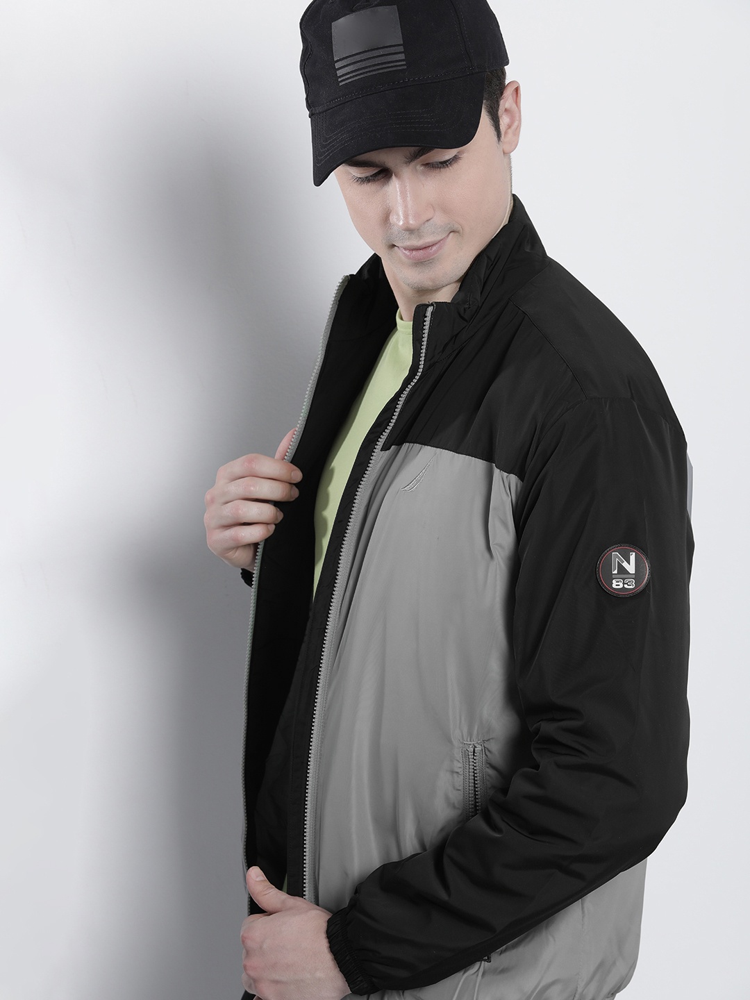 

Nautica Colourblocked Bomber Jacket, Black