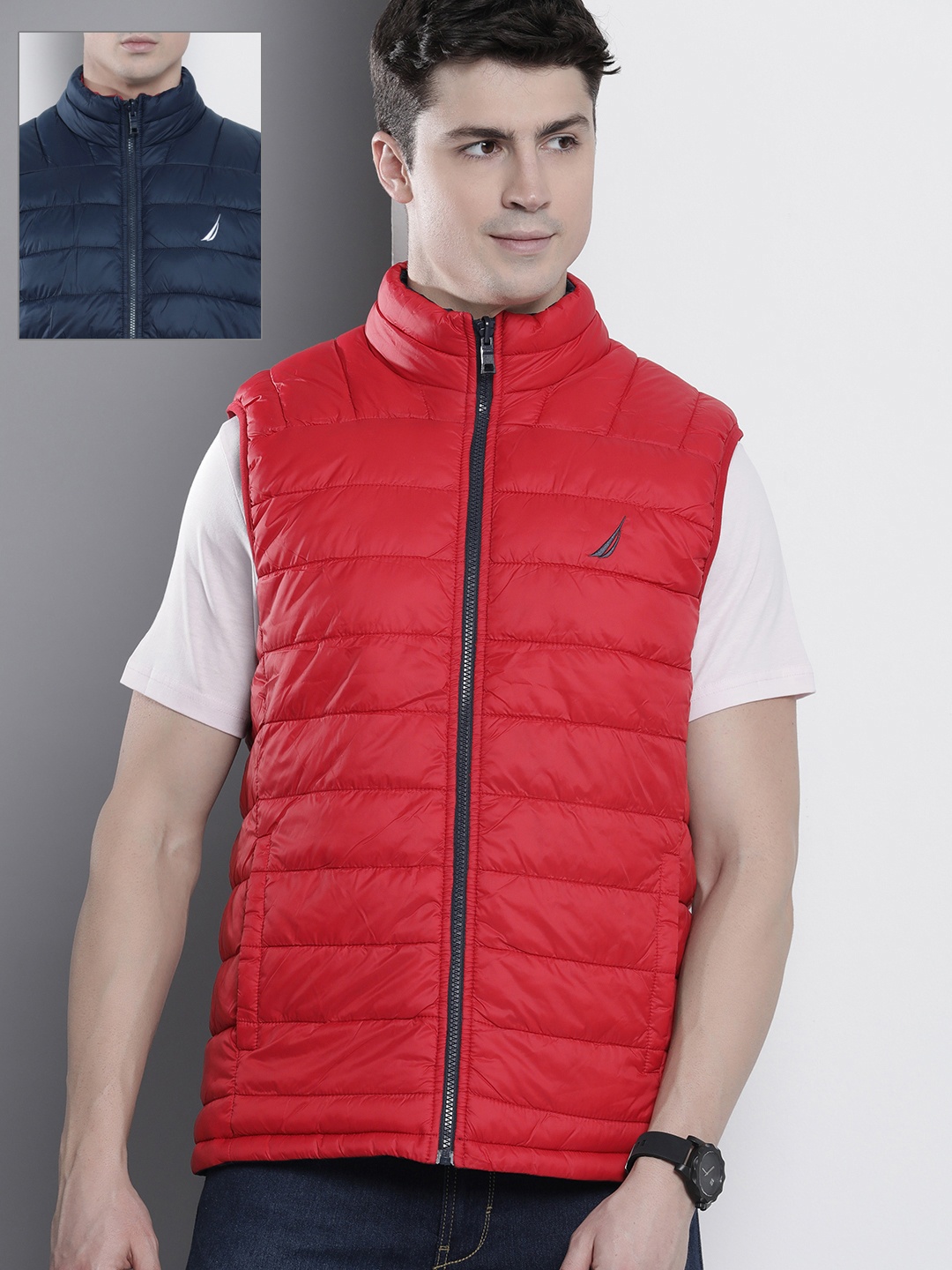 

Nautica Reversible Puffer Jacket, Red